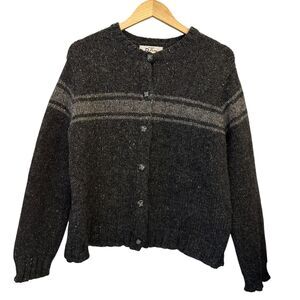 BOZ International Canada 100% Lambswool Grey Button Up Cardigan Size L